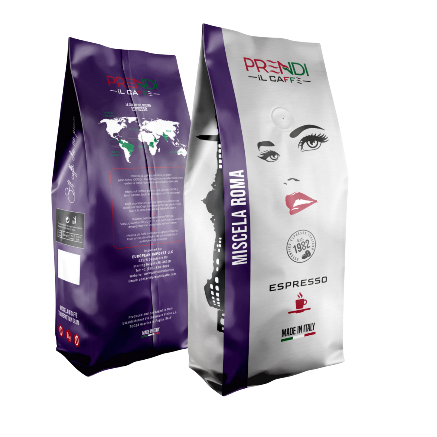 PRENDI | Whole Bean Espresso Coffee | 1kg (2.2 lb) Bag