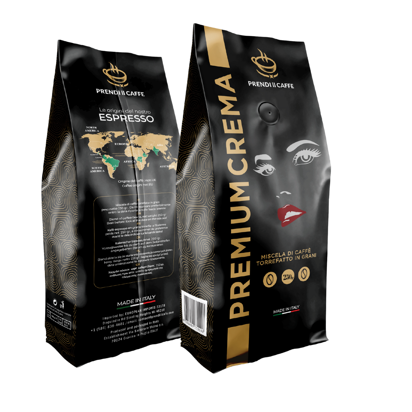 PRENDI | Whole Bean Espresso Coffee | 1kg (2.2 lb) Bag