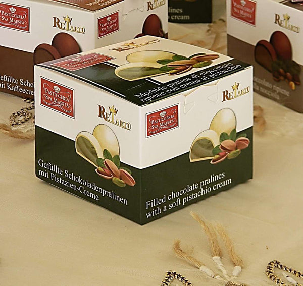 Chocolate Pralines Filled with Pistachio Cream (100g, Pack of 12, Individually Wrapped)